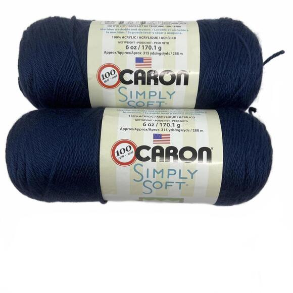 Other - CARON Simply Soft Yarn 100% Acrylic Color: Dark Country Blue 6oz LOT of 2 Skeins